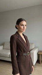 344 Kemerli Blazer Ceket - Desfita