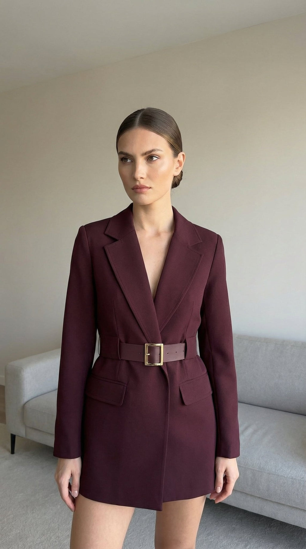 344 Kemerli Blazer Ceket - Desfita