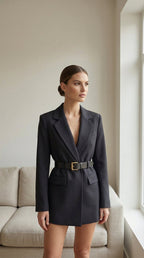 344 Kemerli Blazer Ceket - Desfita