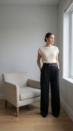 347 Kemerli Kumaş Pantalon - Desfita