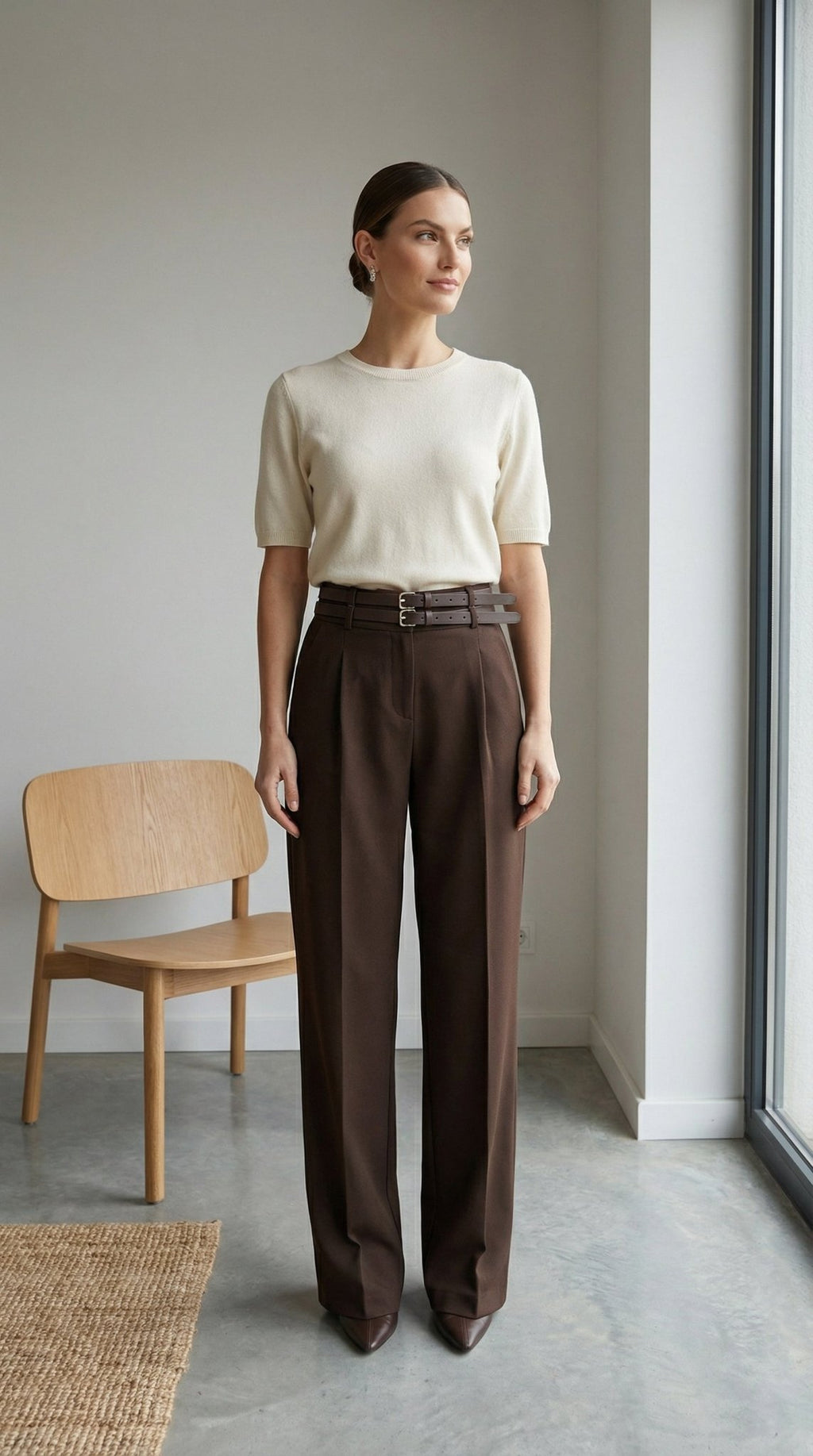 347 Kemerli Kumaş Pantalon - Desfita