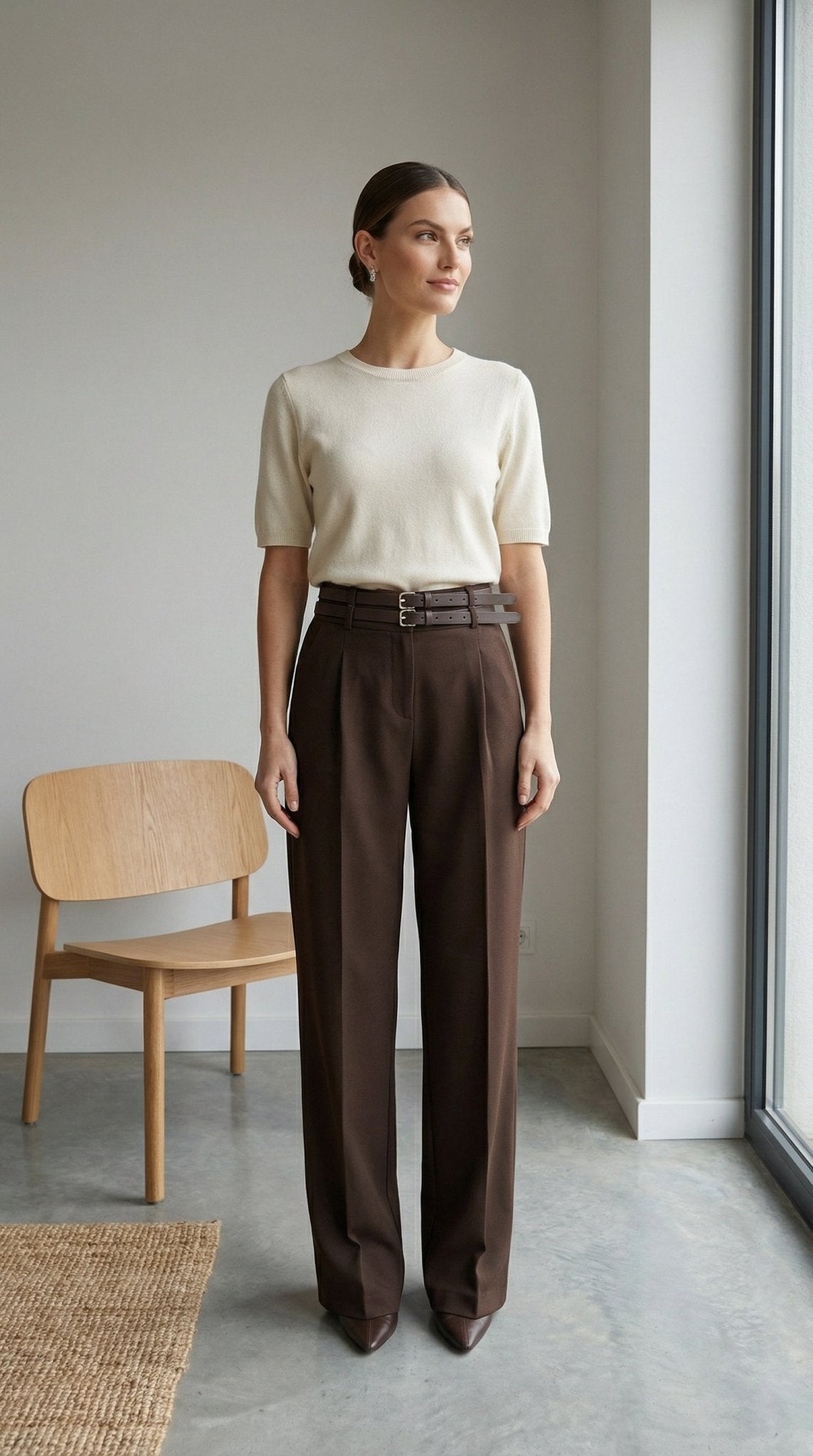 347 Kemerli Kumaş Pantalon - Desfita