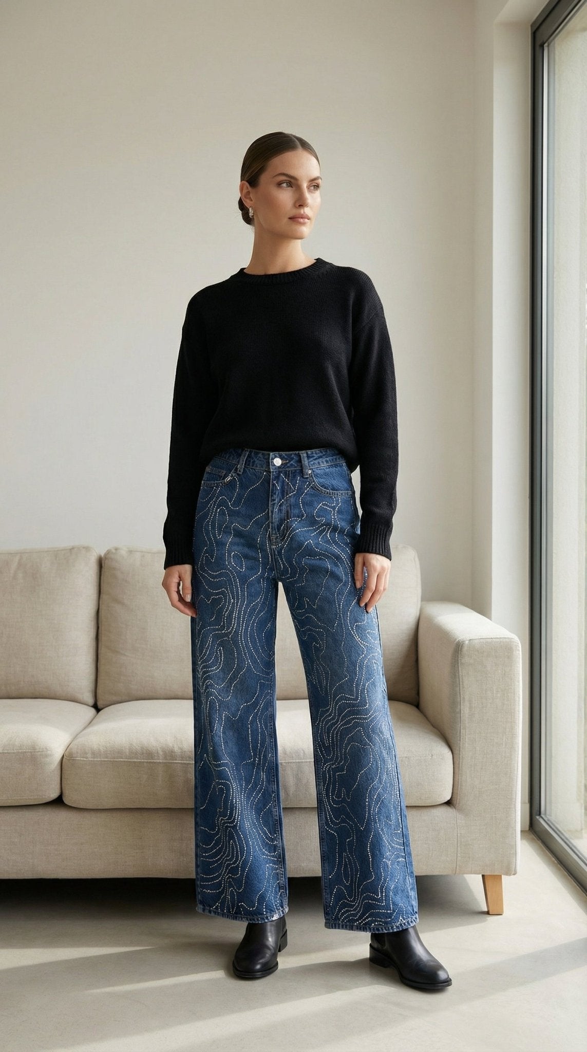 4113 Taşlı Pantolon - Desfita