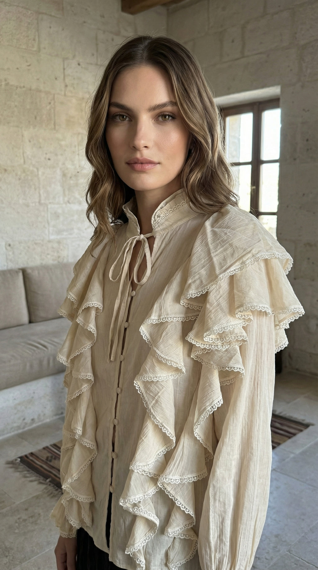 7098 Fırfırlı Gömlek