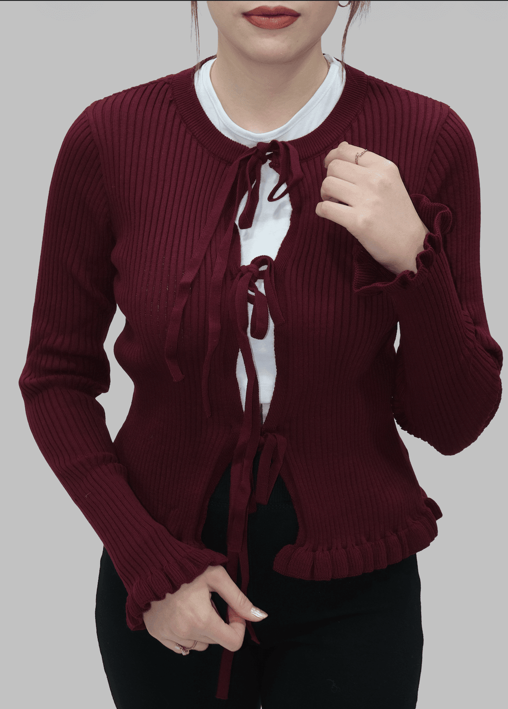 Bağlamalı Triko Hırka | 20026 - Desfita