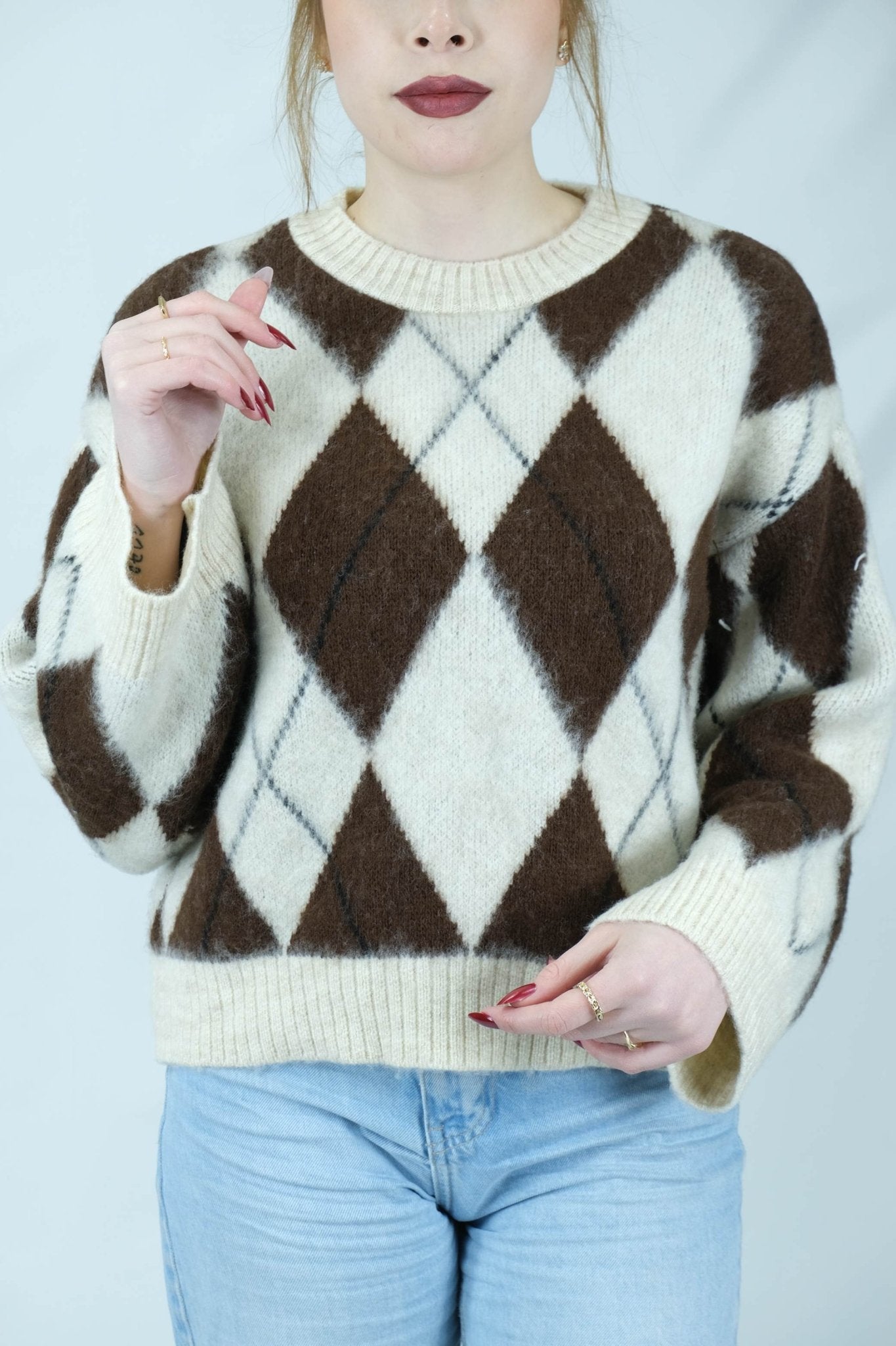 Baklava desenli triko kazak 1665 - Desfita