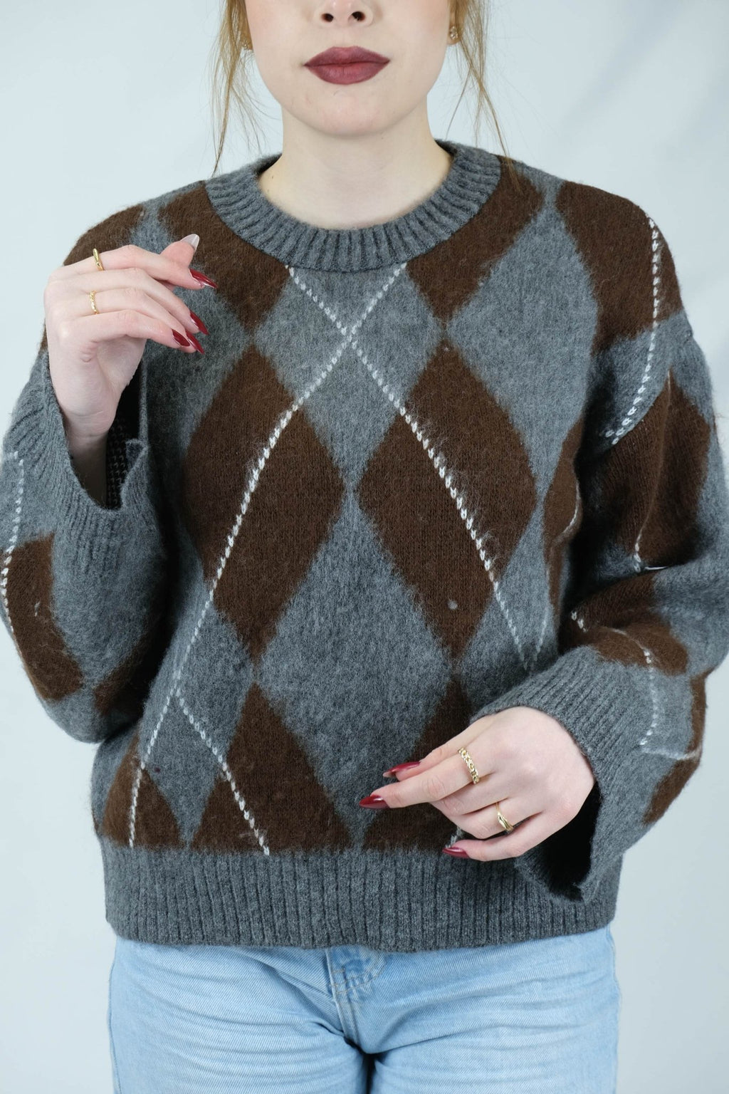 Baklava desenli triko kazak 1665 - Desfita