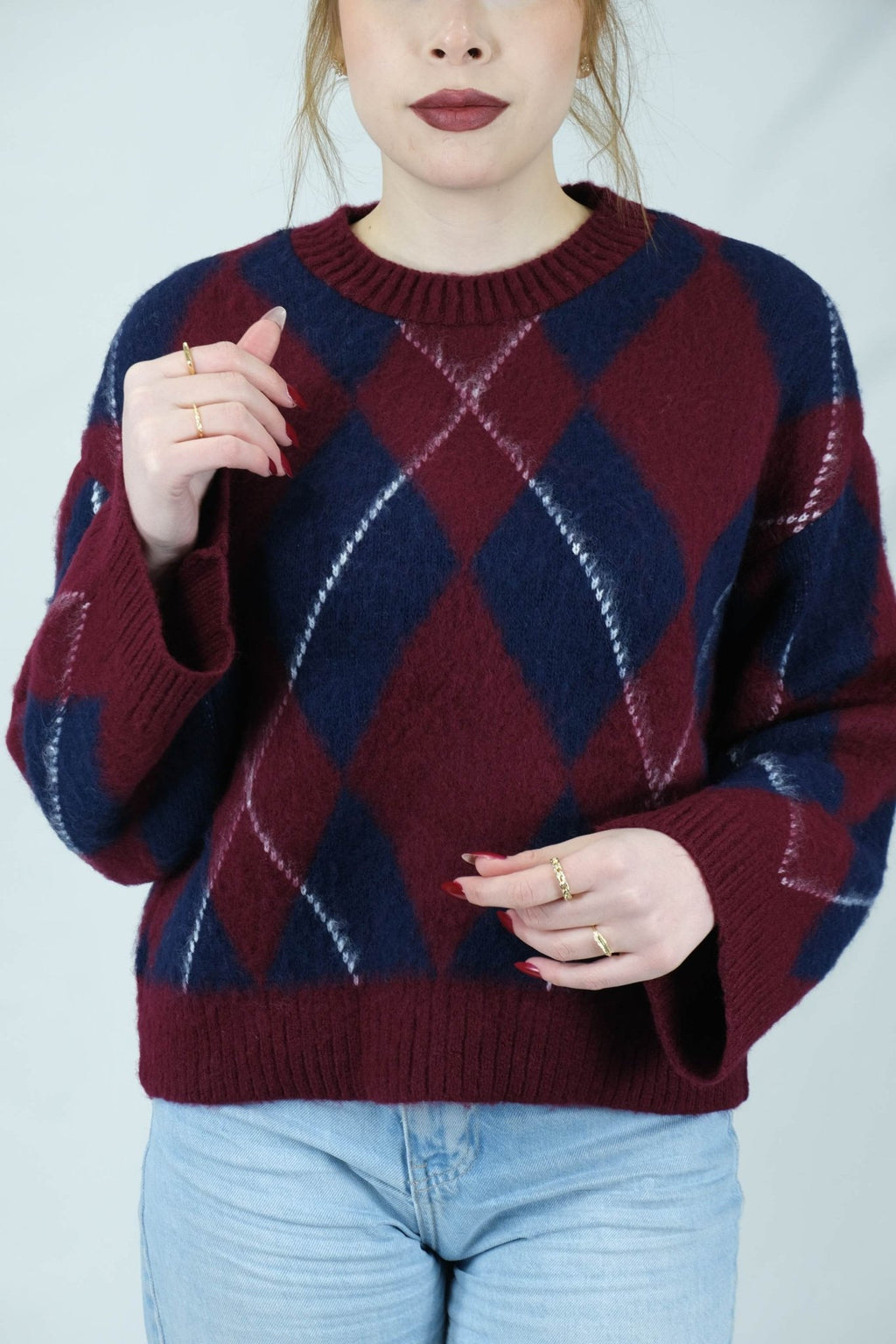 Baklava desenli triko kazak 1665 - Desfita