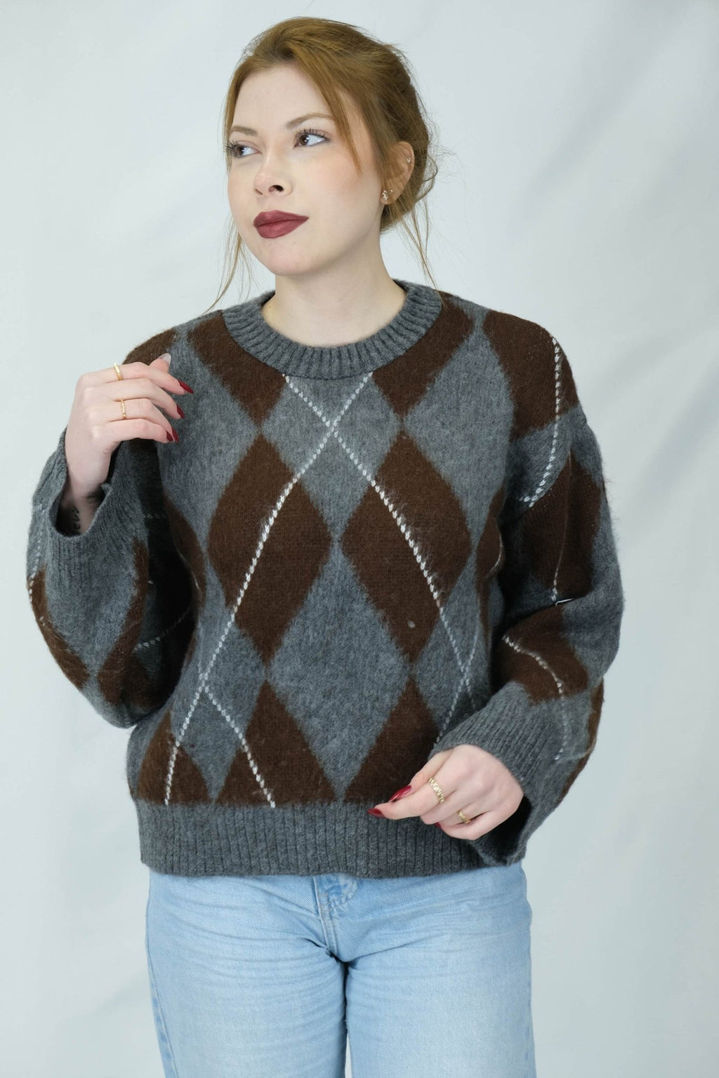 Baklava desenli triko kazak 1665 - Desfita