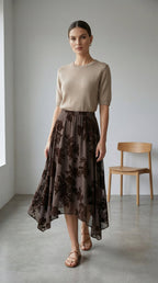 Baskılı Tüllü Etek - Desfita