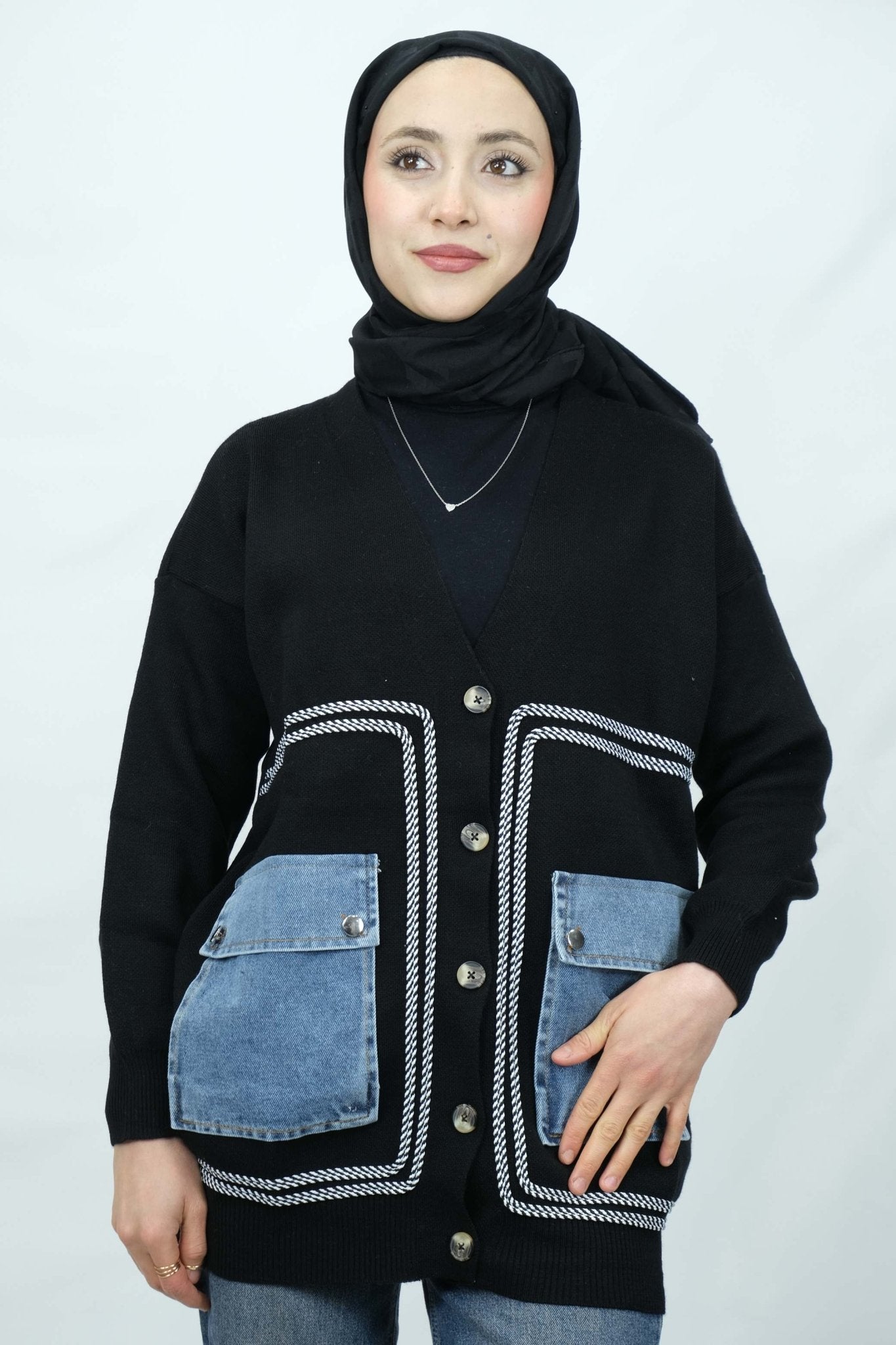 Cep detaylı düğmeli hırka 5122 - Desfita Ürün ana görseli