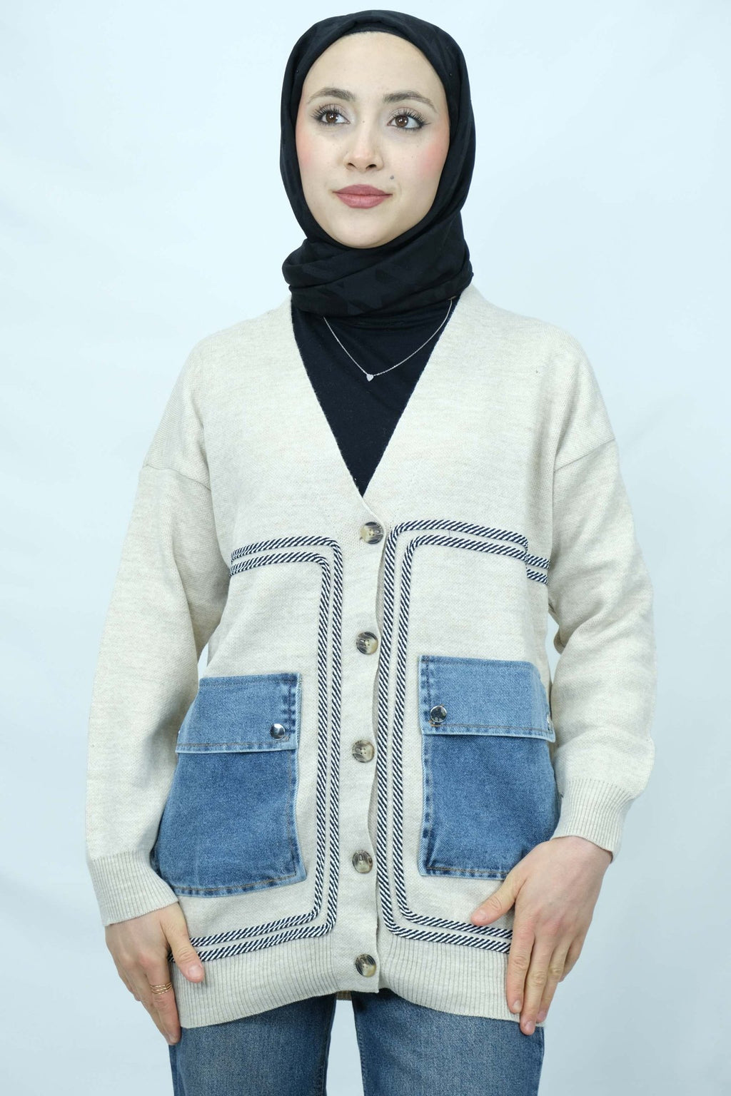 Cep detaylı düğmeli hırka 5122 - Desfita