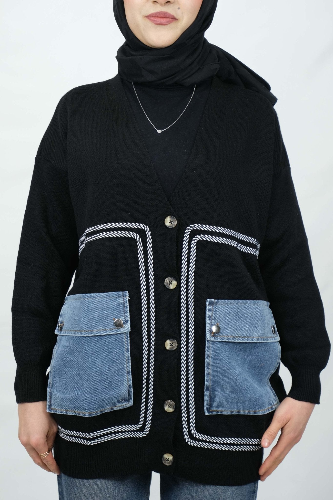 Cep detaylı düğmeli hırka 5122 Ürün ikincil görseli