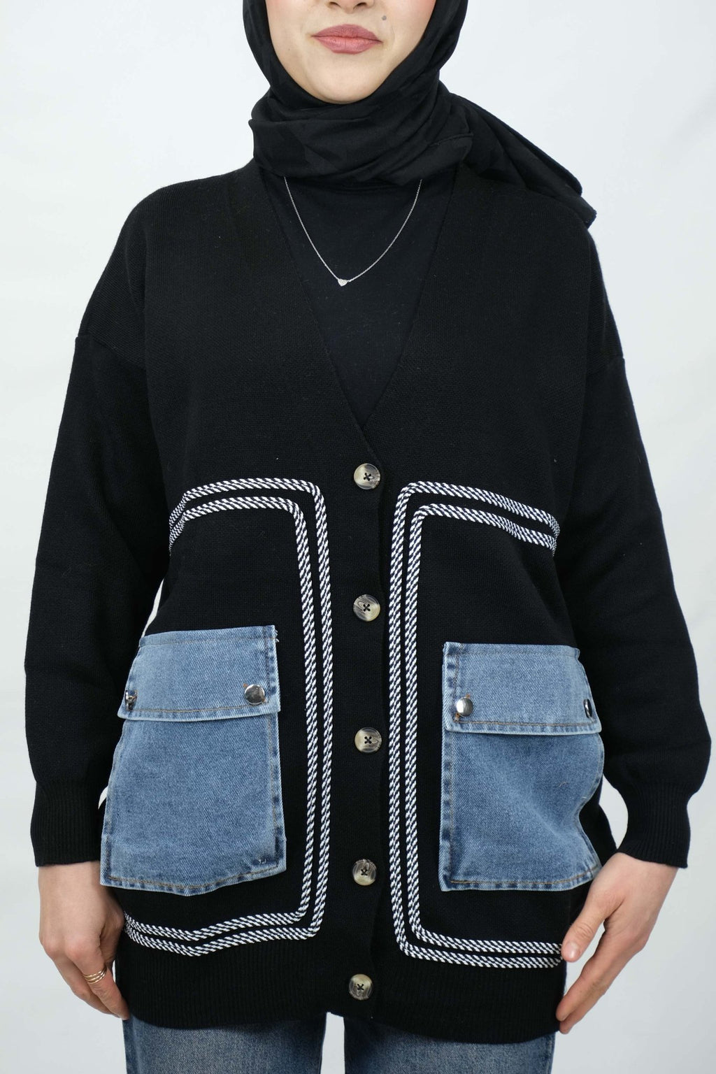 Cep detaylı düğmeli hırka 5122 - Desfita