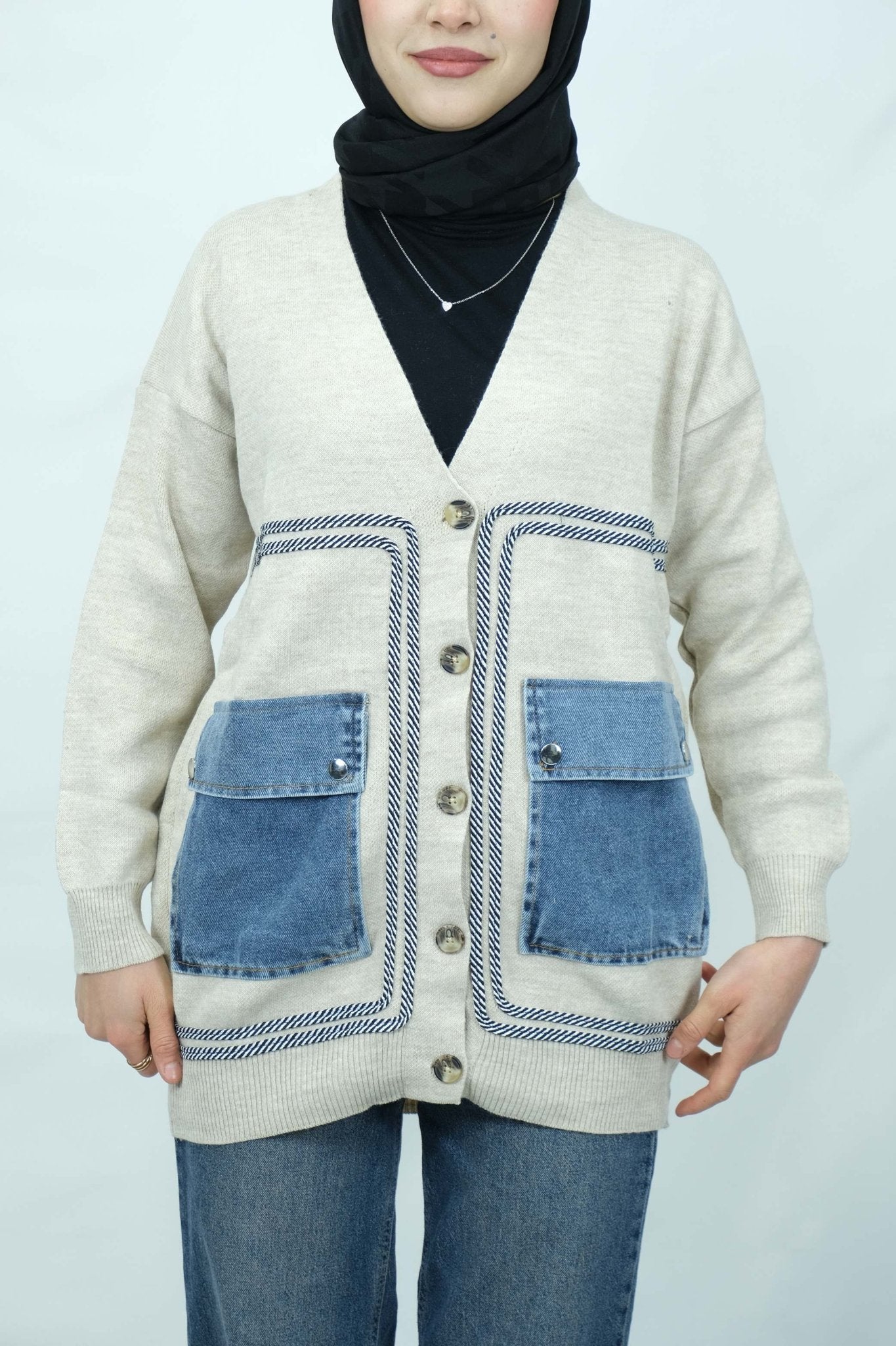 Cep detaylı düğmeli hırka 5122 - Desfita