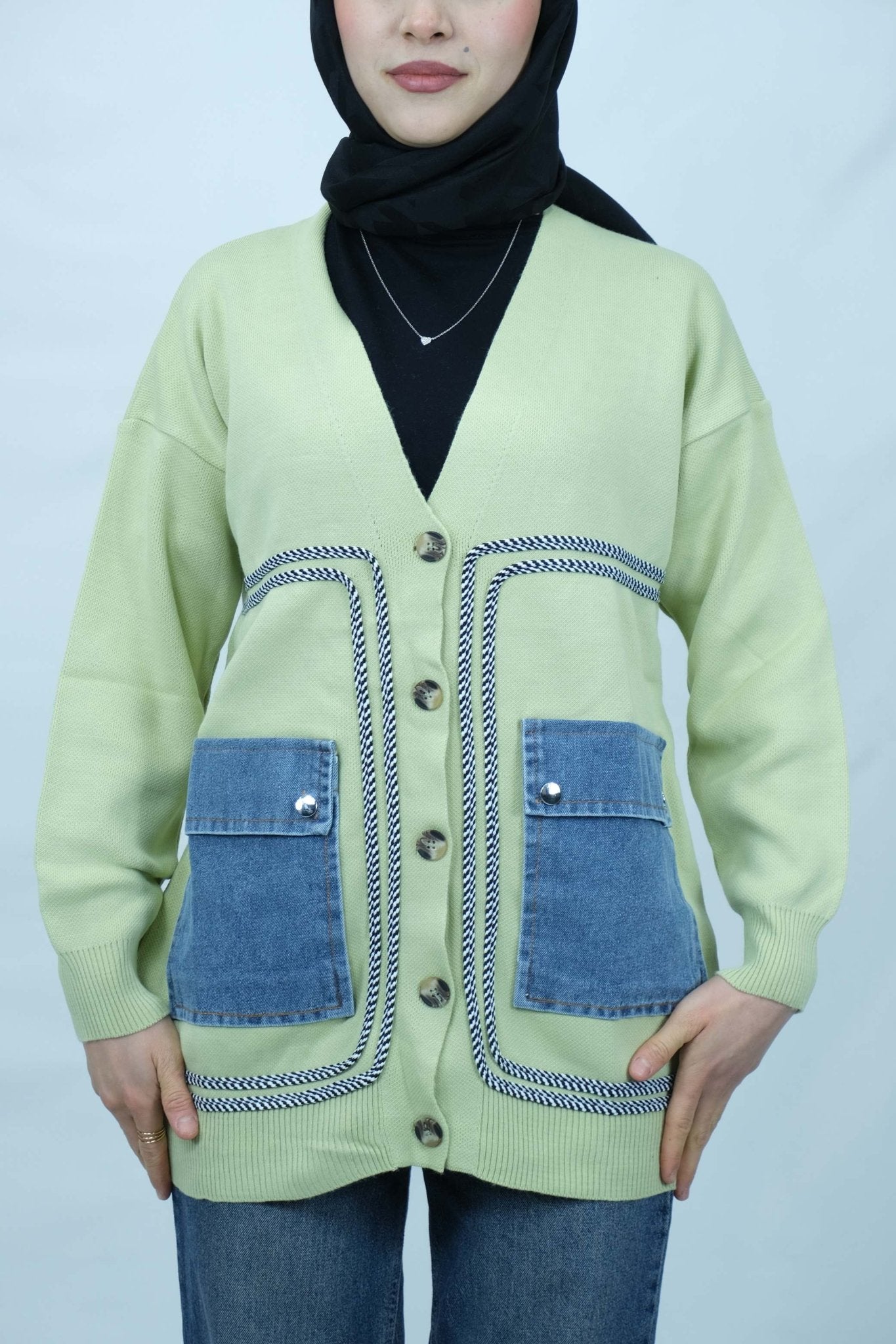 Cep detaylı düğmeli hırka 5122 - Desfita