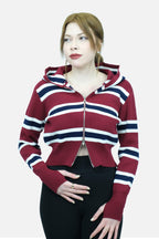 Çizgili kapüşonlu hırka 1643 - Desfita