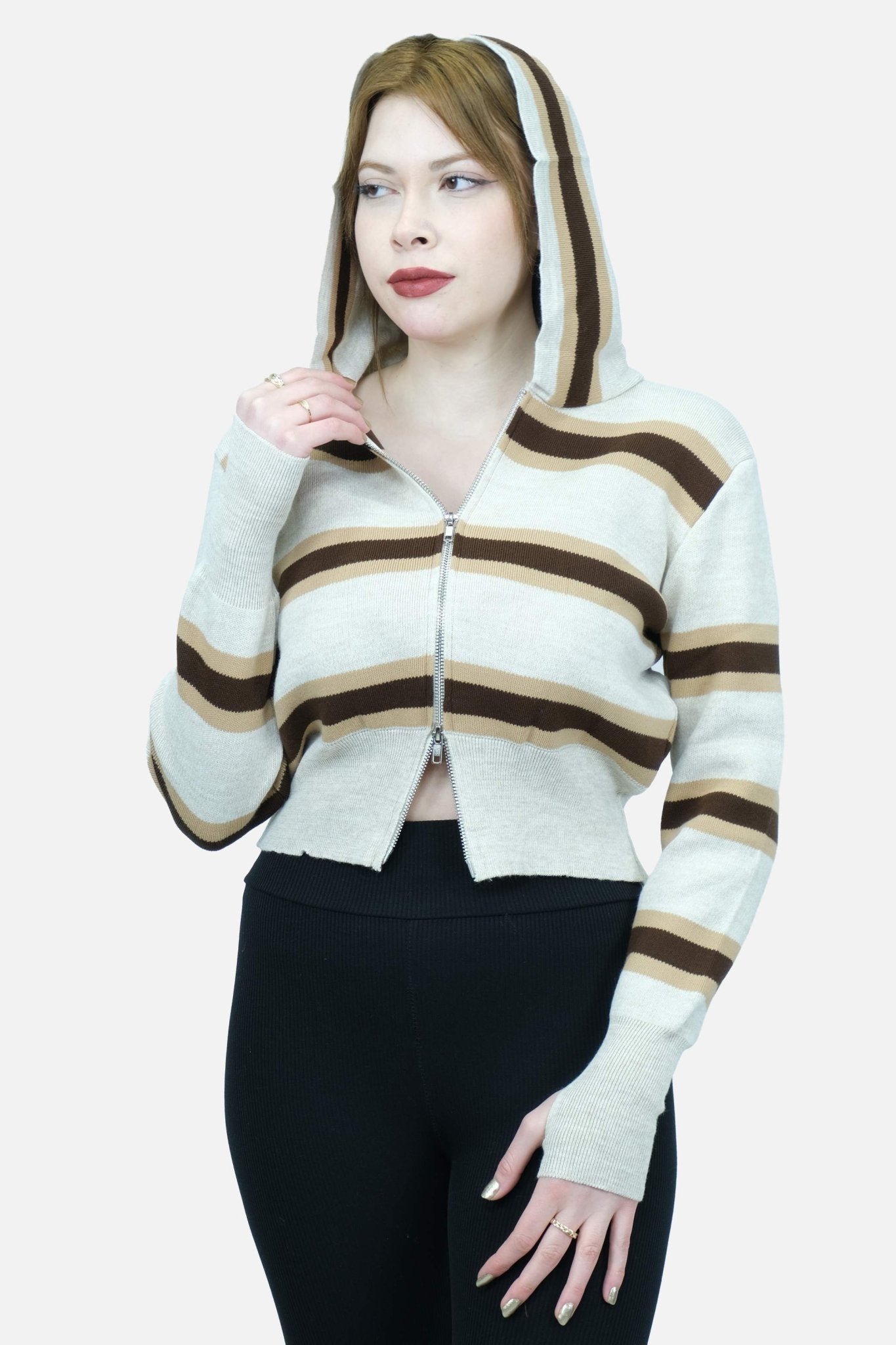 Çizgili kapüşonlu hırka 1643 - Desfita Ürün ana görseli