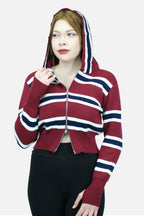 Çizgili kapüşonlu hırka 1643 - Desfita