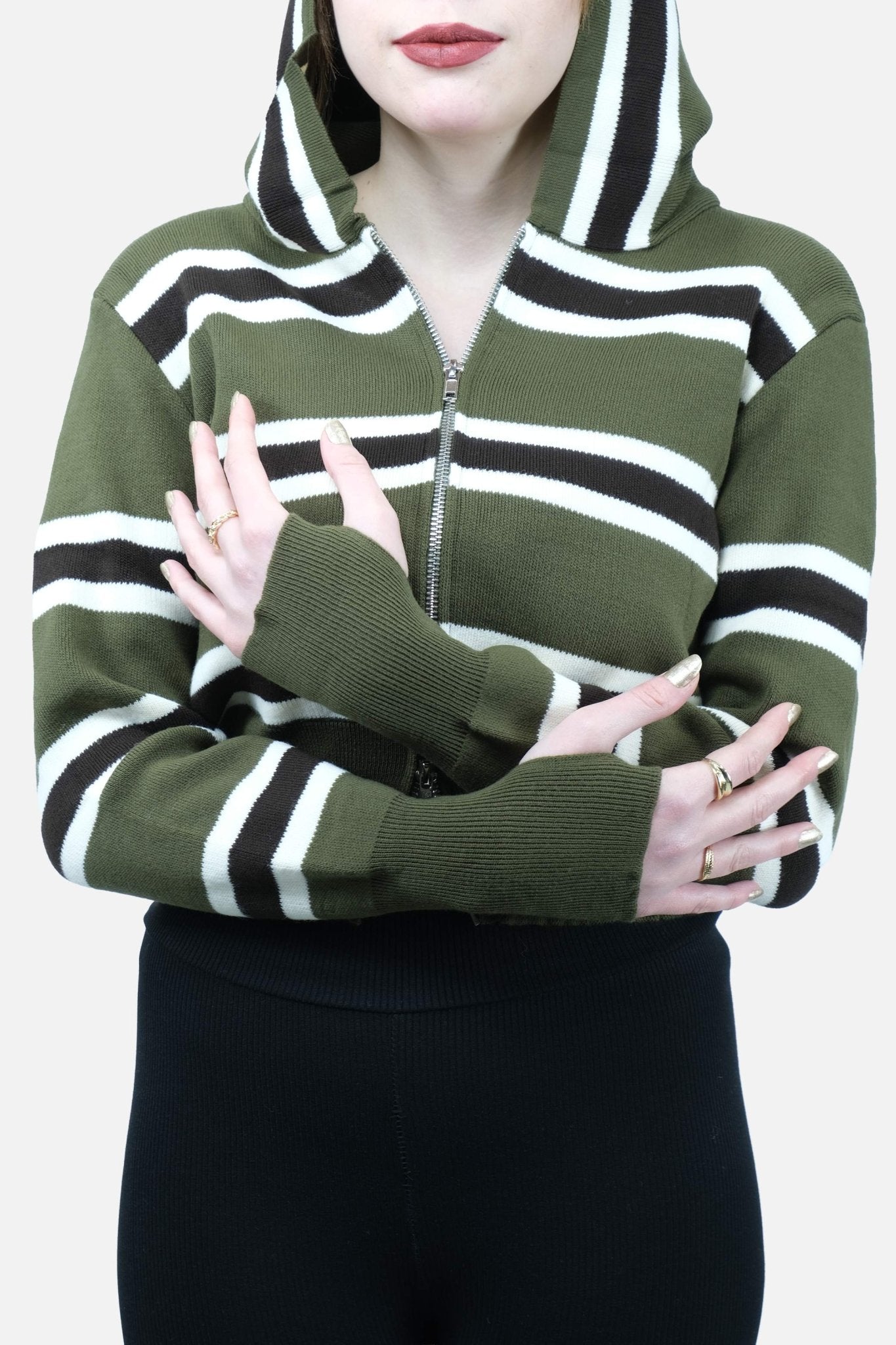 Çizgili kapüşonlu hırka 1643 - Desfita