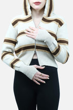 Çizgili kapüşonlu hırka 1643 - Desfita