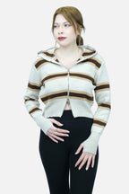 Çizgili kapüşonlu hırka 1643 - Desfita