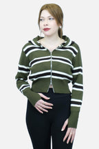 Çizgili kapüşonlu hırka 1643 - Desfita