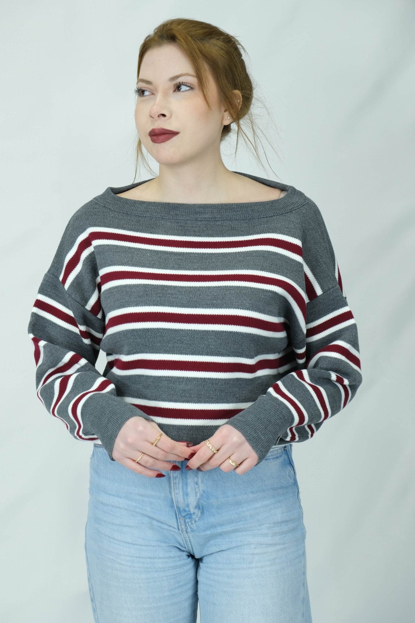 Çizgili kayık yaka kazak 1653 - Desfita