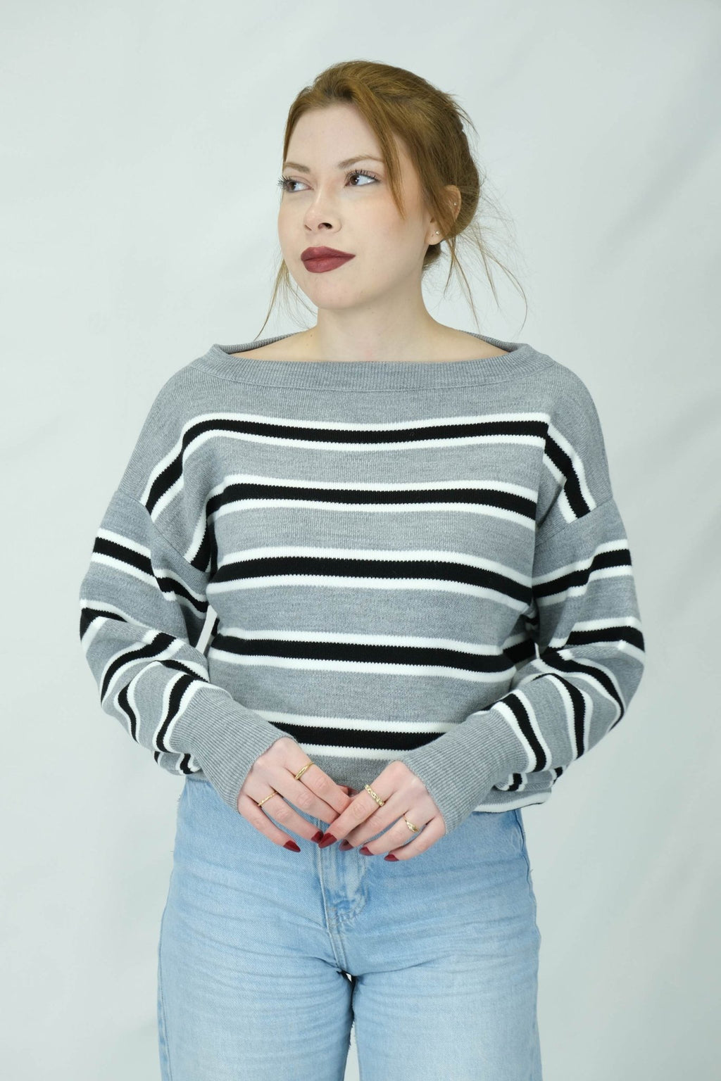 Çizgili kayık yaka kazak 1653 - Desfita