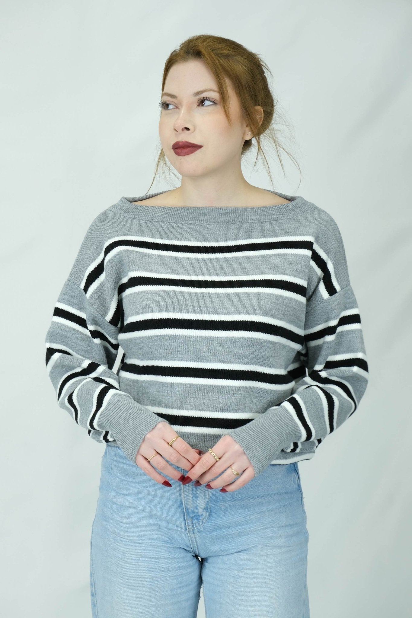 Çizgili kayık yaka kazak 1653 - Desfita