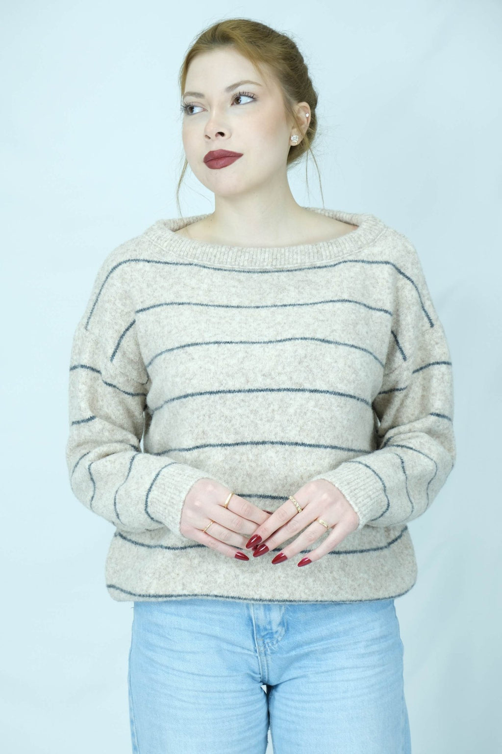 Çizgili kayık yaka kazak 1663 - Desfita