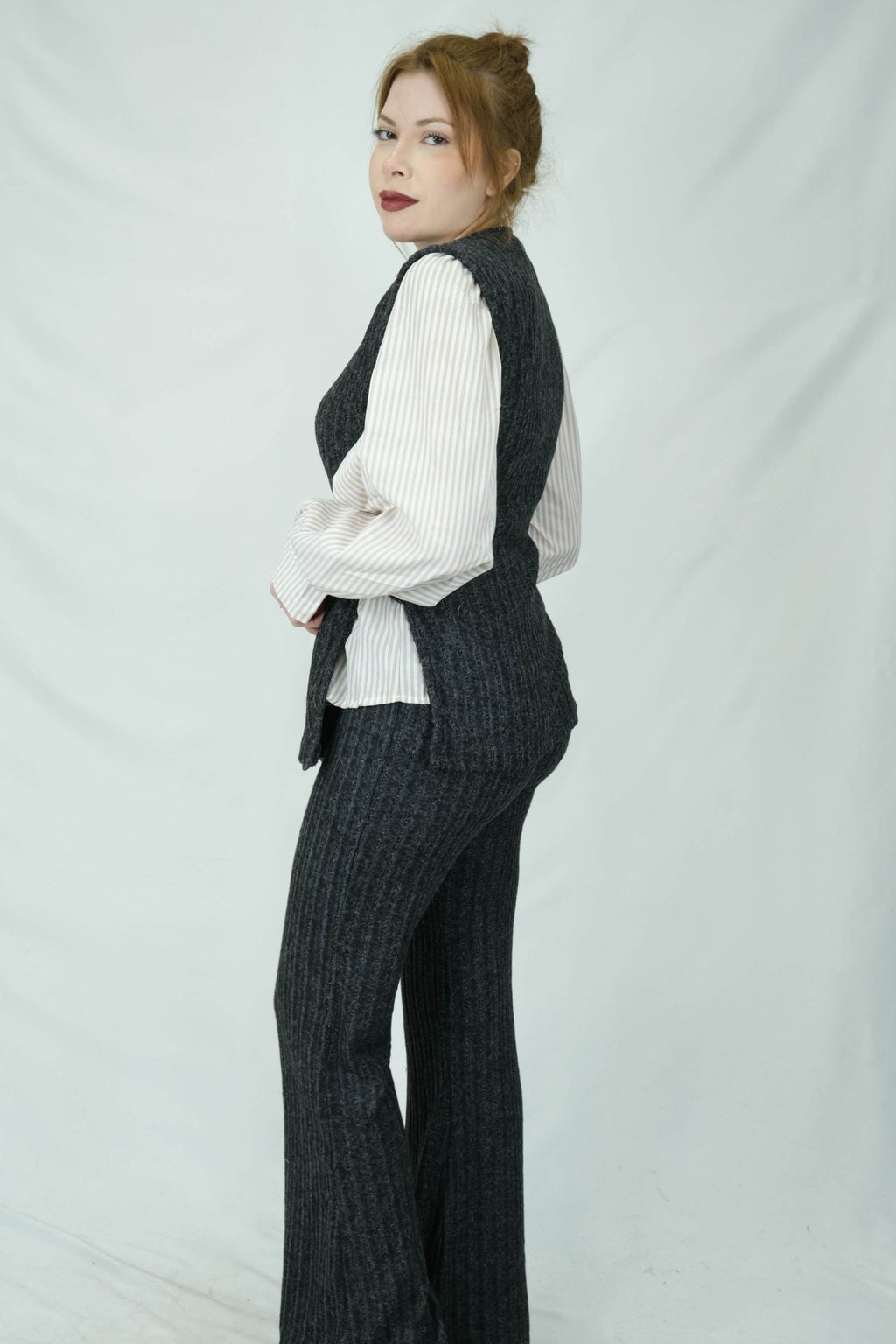 çizgili yelek ve pantolon takımı 281 - Desfita