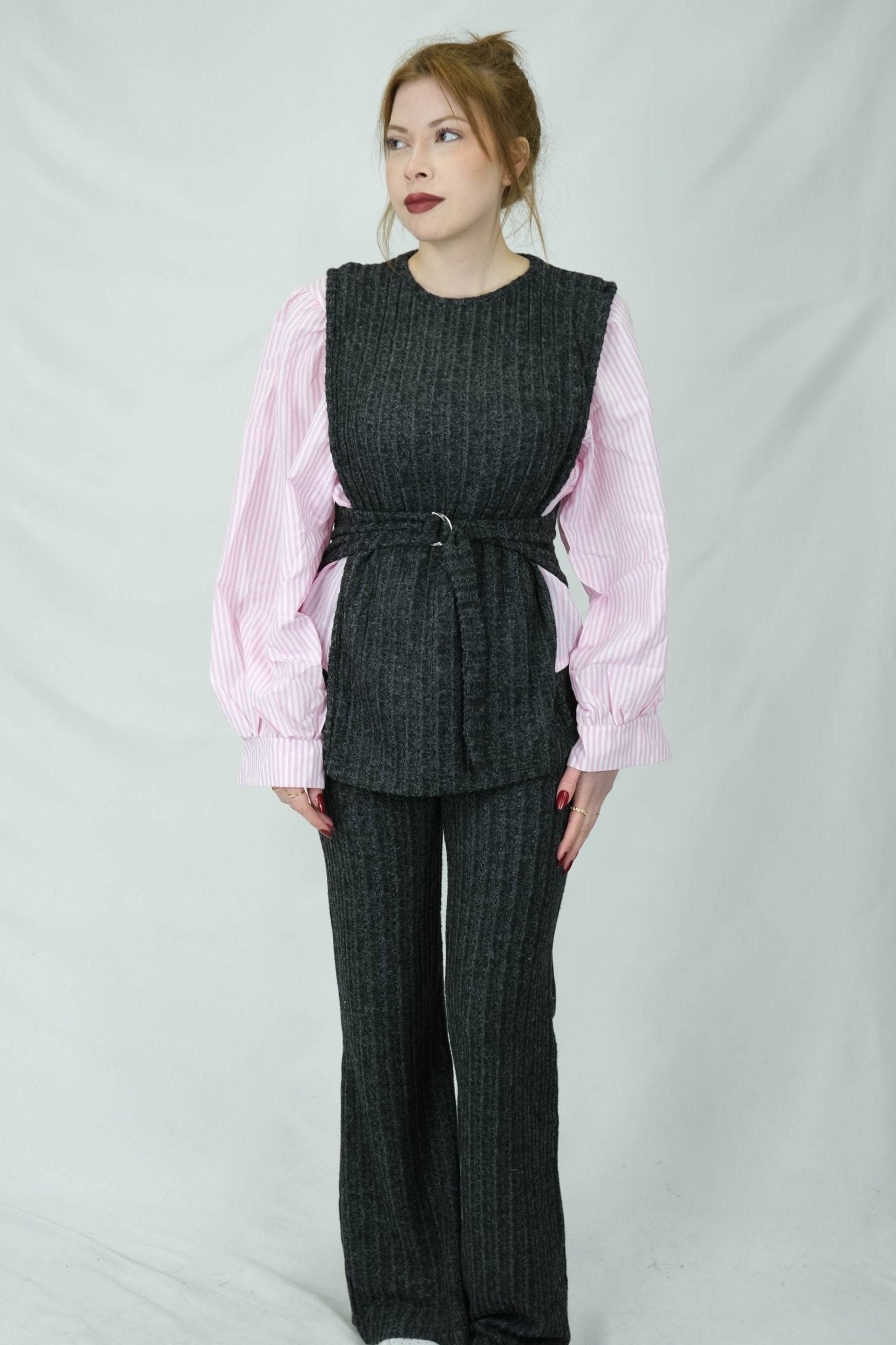 çizgili yelek ve pantolon takımı 281 - Desfita