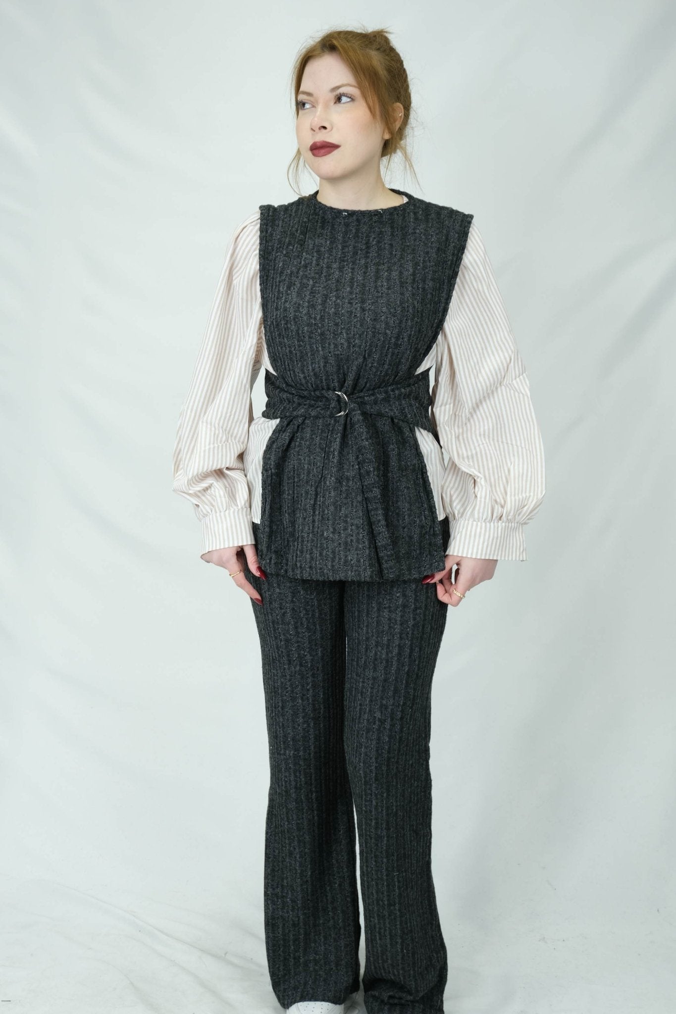 çizgili yelek ve pantolon takımı 281 - Desfita