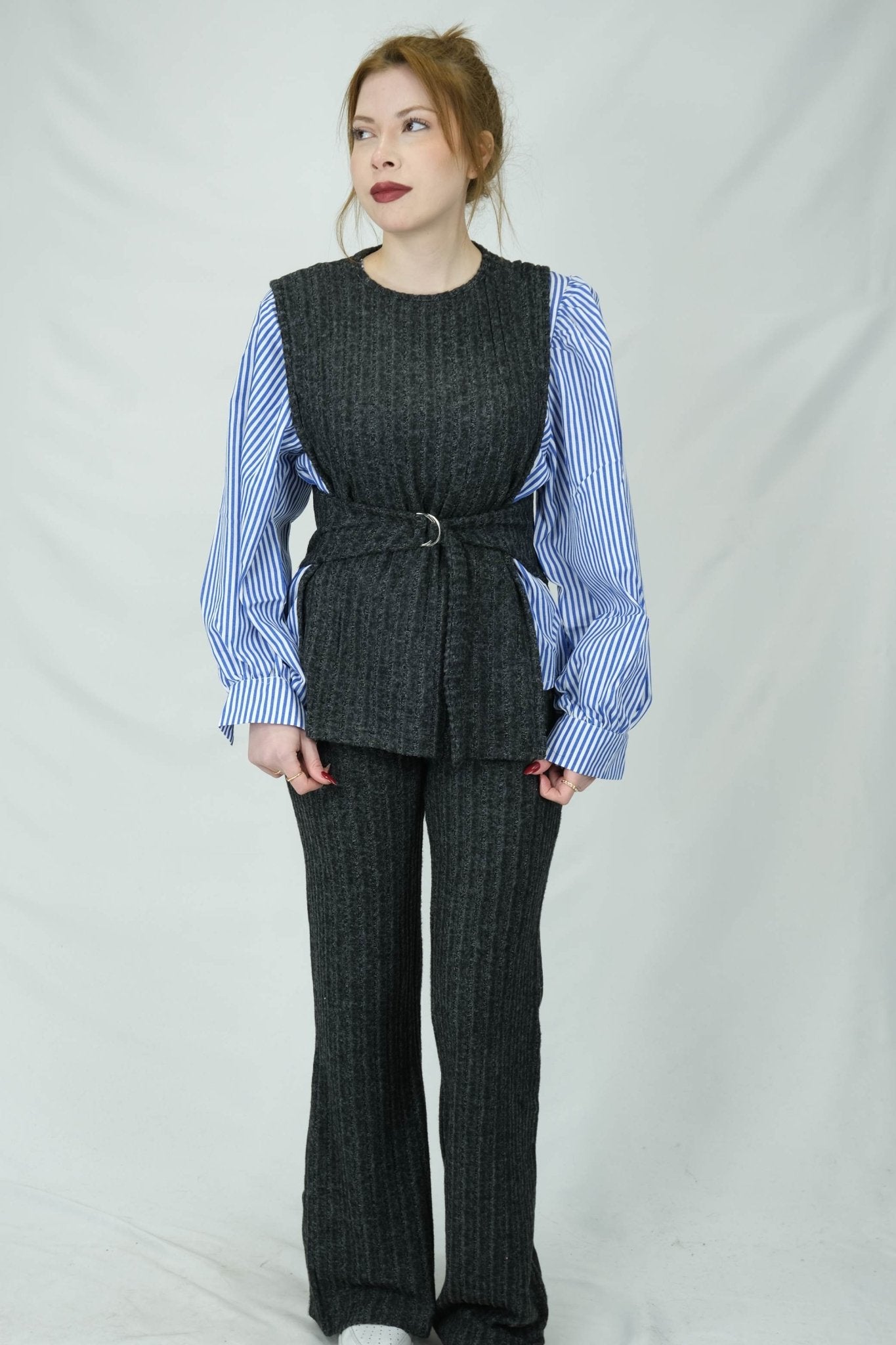 çizgili yelek ve pantolon takımı 281 - Desfita