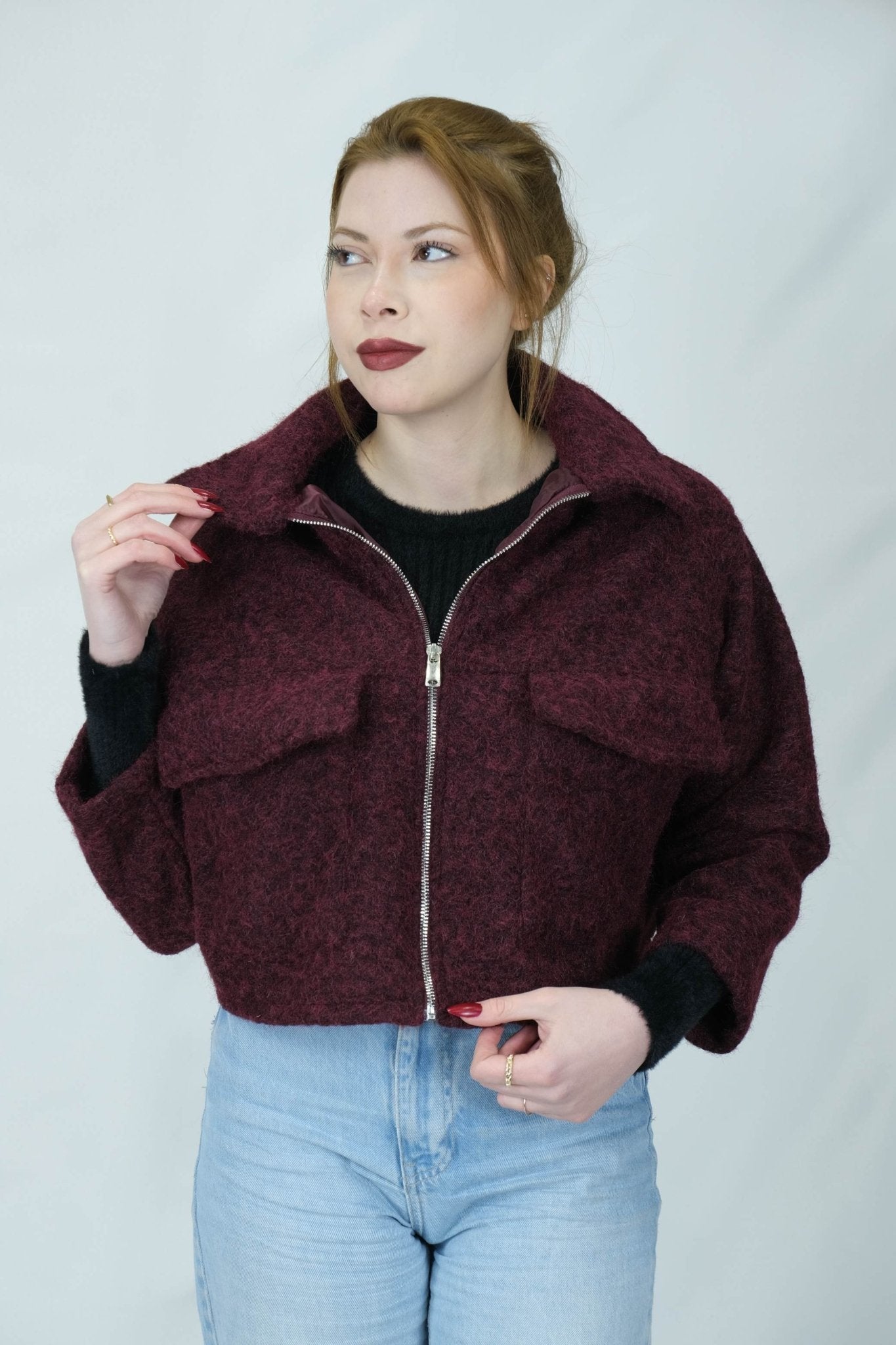 fermuarlı buklet crop ceket 6915 - Desfita Ürün ana görseli