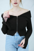 fermuarlı omuz detaylı triko 1427 - Desfita