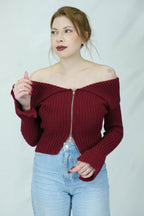 fermuarlı omuz detaylı triko 1427 - Desfita