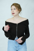 fermuarlı omuz detaylı triko 1427 - Desfita