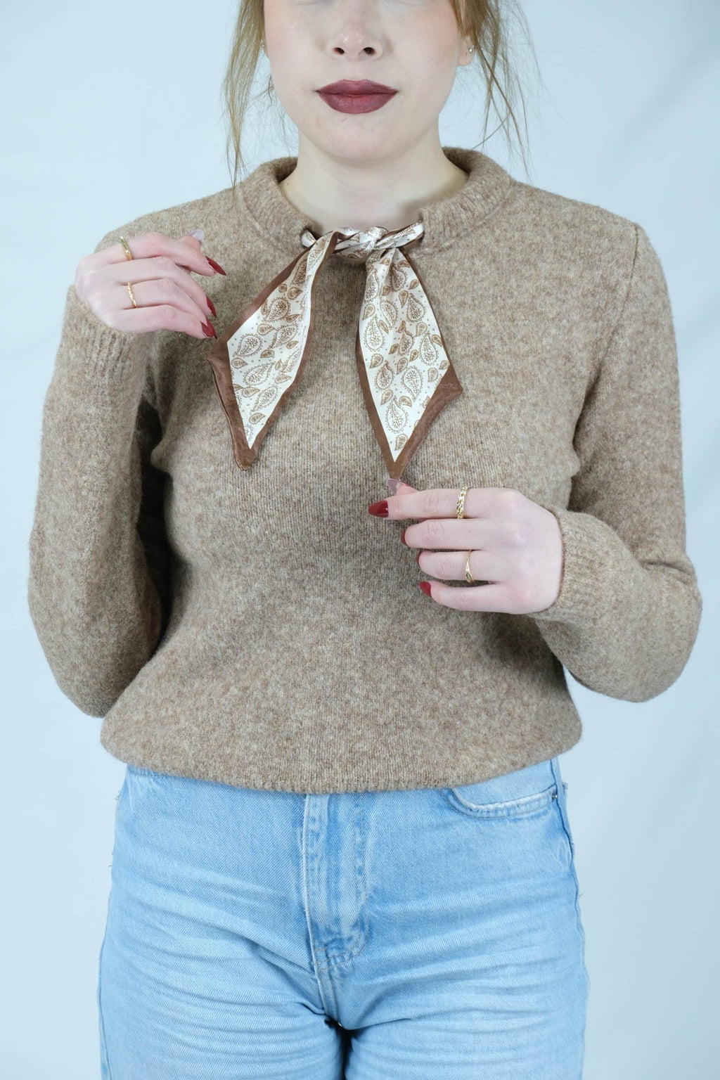 fular detaylı triko kazak 1626 - Desfita