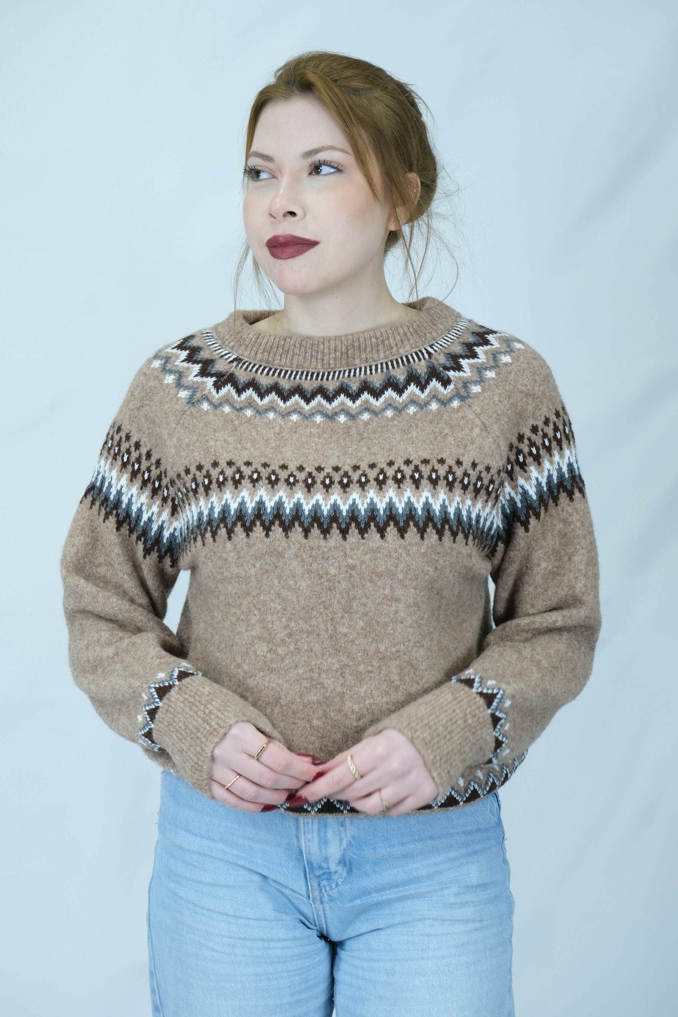 İskandinav desenli triko kazak 1661 - Desfita