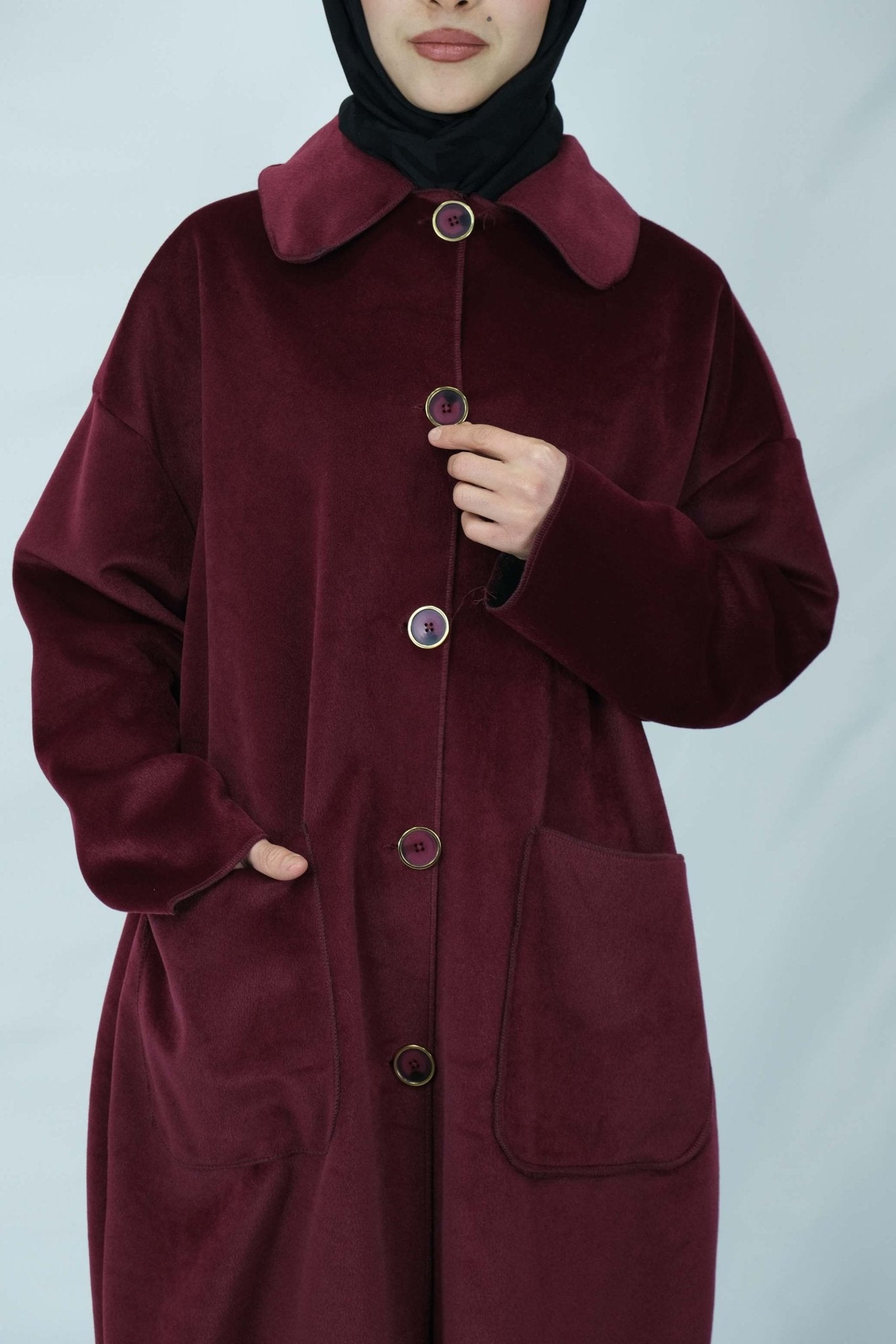 Kadife dokulu oversize kaban 8921 - Desfita