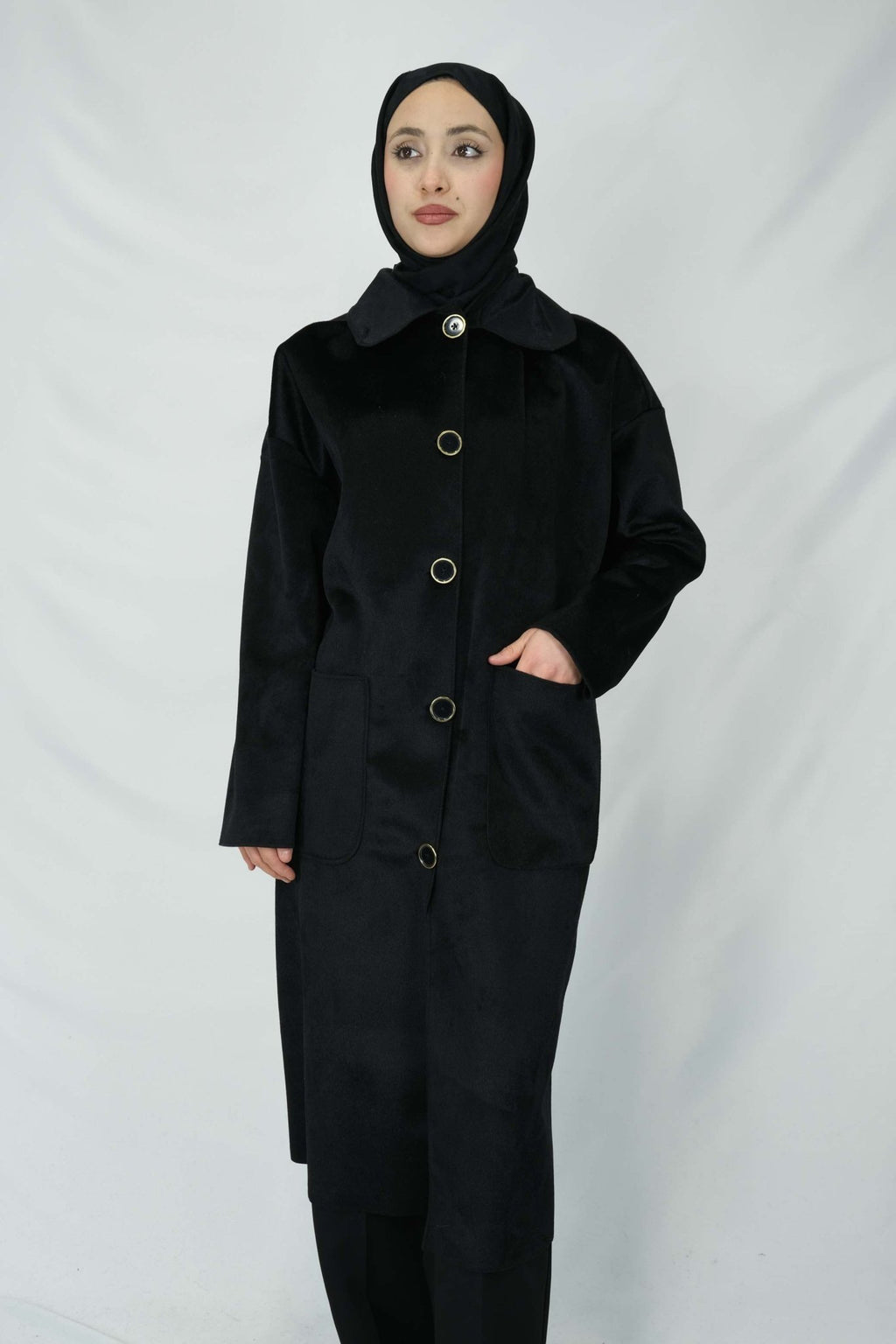 Kadife dokulu oversize kaban 8921 - Desfita