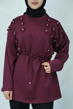 Kalp ve inci detaylı tunik 66010 - Desfita