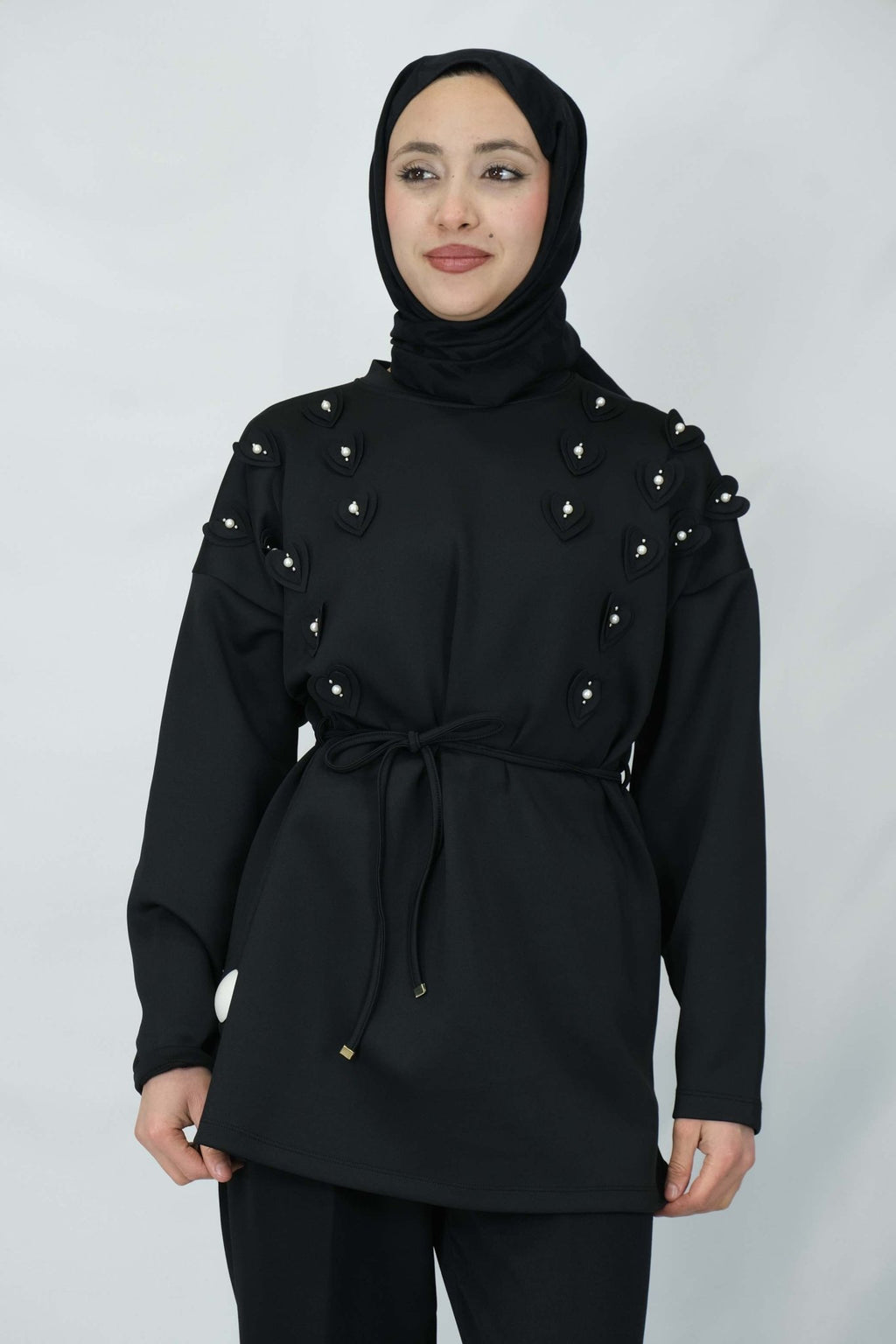 Kalp ve inci detaylı tunik 66010 - Desfita