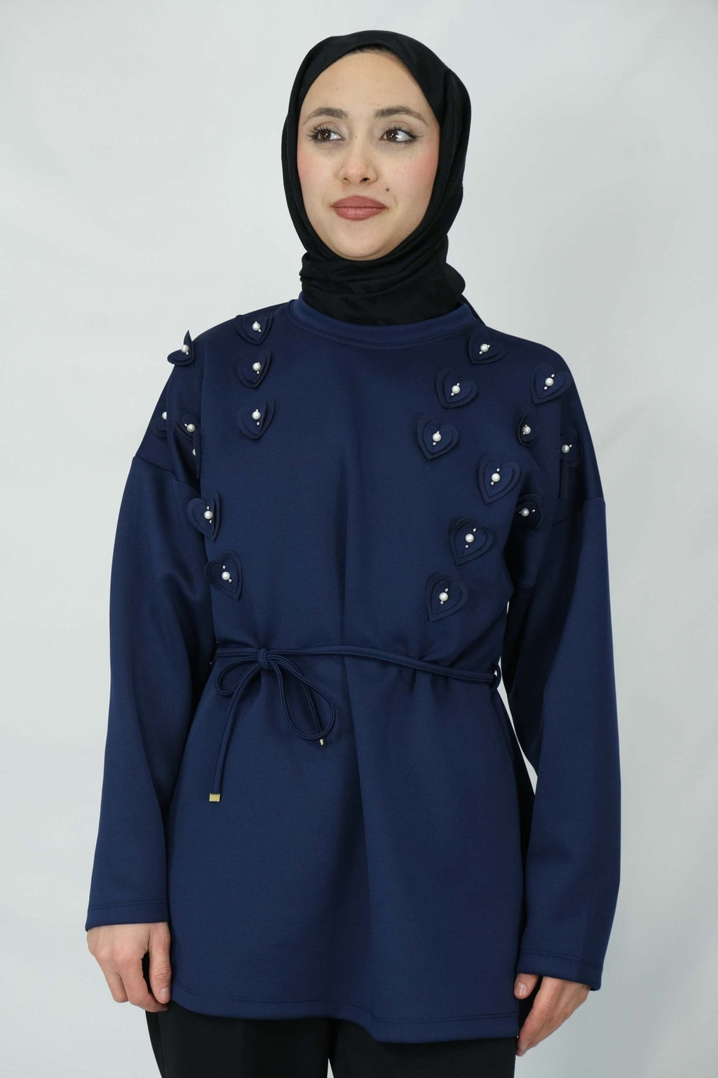 Kalp ve inci detaylı tunik 66010 - Desfita