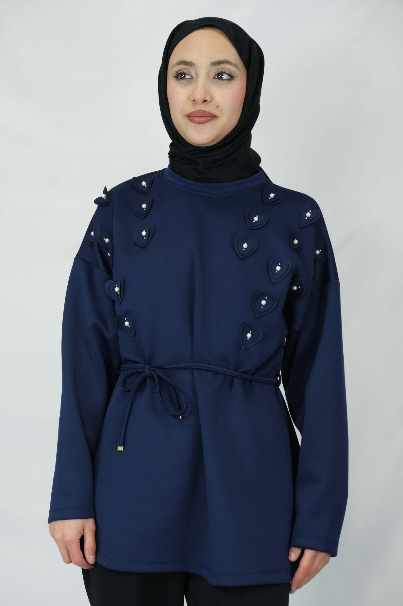 Kalp ve inci detaylı tunik 66010 - Desfita