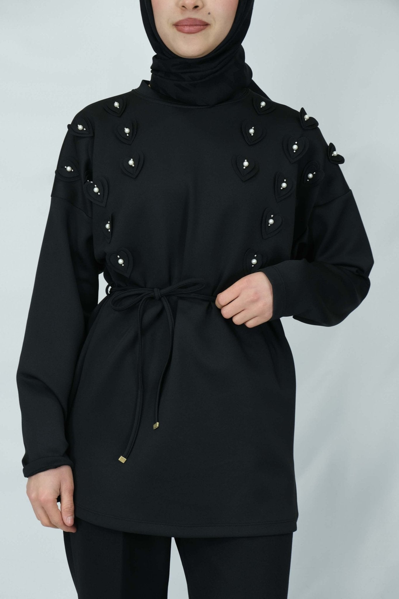 Kalp ve inci detaylı tunik 66010 - Desfita