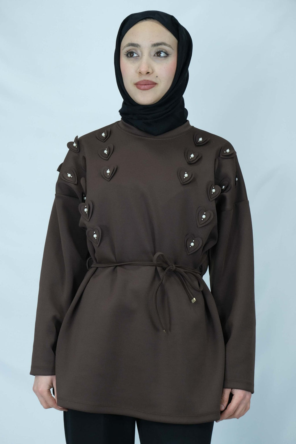 Kalp ve inci detaylı tunik 66010 - Desfita