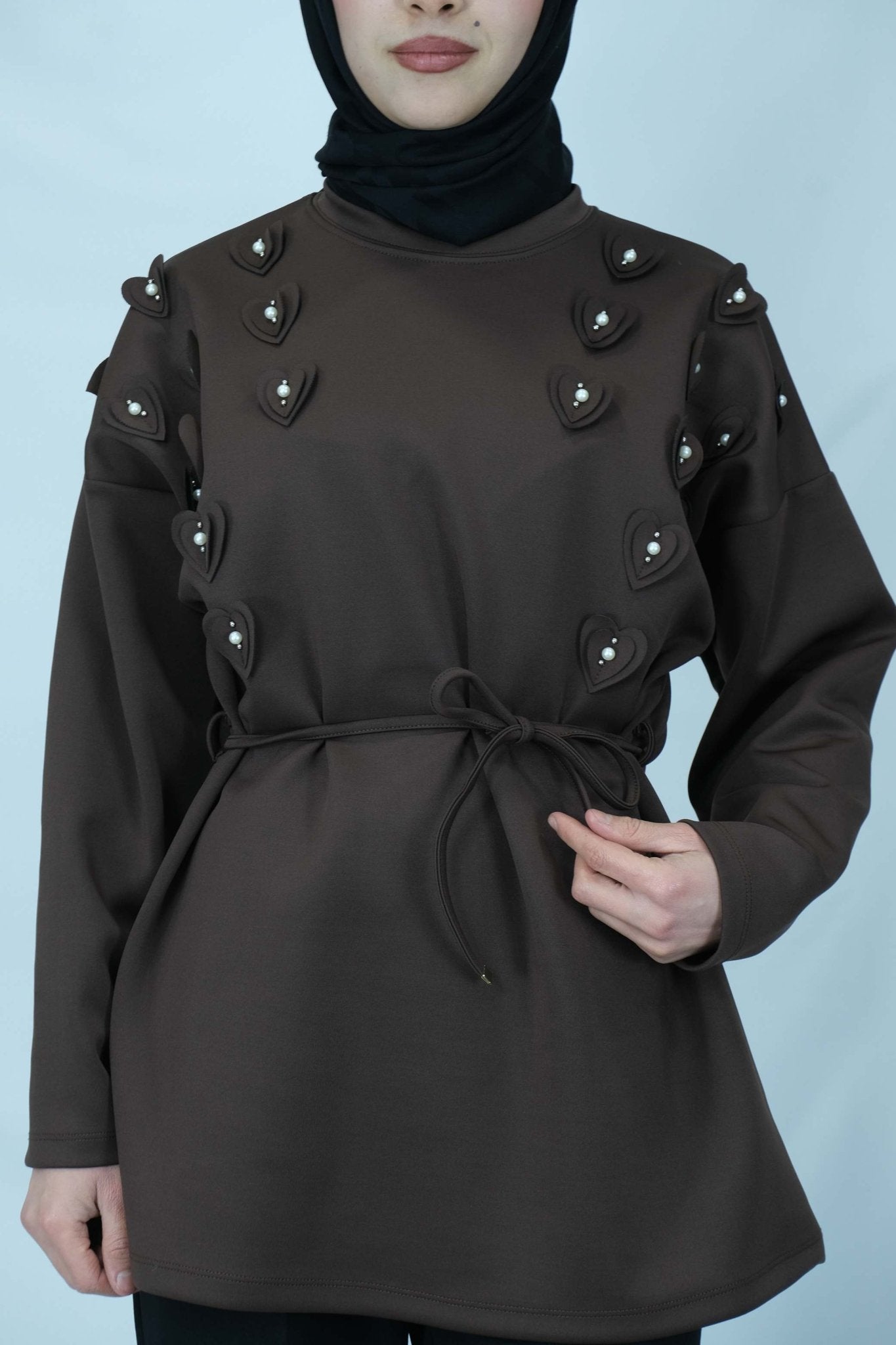 Kalp ve inci detaylı tunik 66010 - Desfita